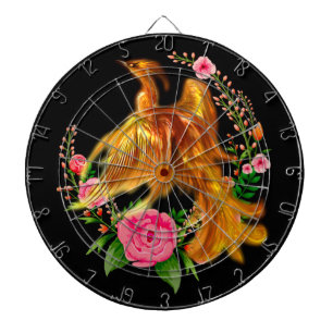 Floral Phoenix Rises From The Fiery Ashes Fantasy  Dartboard