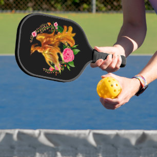 Floral Phoenix Rises From The Fiery Ashes Fantasy Pickleball Paddle