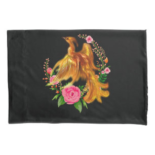 Floral Phoenix Rises From The Fiery Ashes Fantasy  Pillowcase