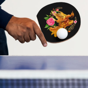 Floral Phoenix Rises From The Fiery Ashes Fantasy Ping Pong Paddle