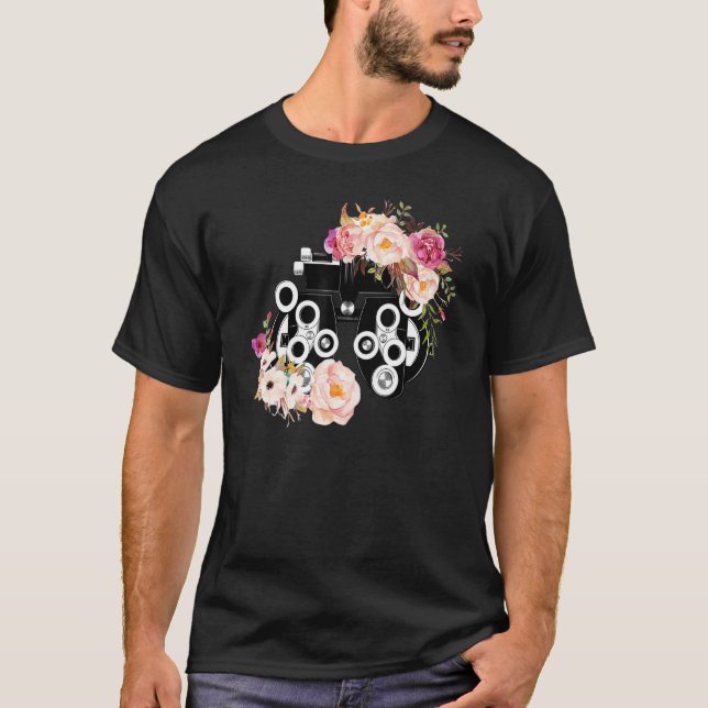 Floral Phoropter Optometrist Eye Anatomy Ophthalmo T-Shirt (Front)