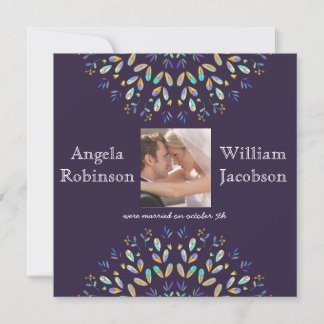 Floral Photo Chalkboard Post Wedding Invite