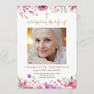 Floral Photo Christian Memorial Order Of Service Program