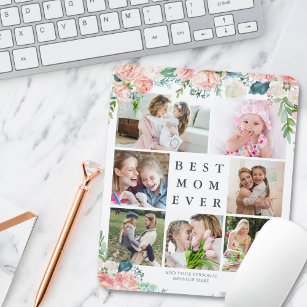 Floral Photo Collage BEST MOM EVER Personalised Mouse Pad
