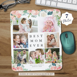 Floral Photo Collage BEST MOM EVER Personalised Mouse Pad