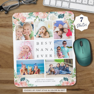Floral Photo Collage BEST NANA EVER Personalized Mouse Pad