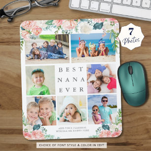 Floral Photo Collage BEST NANA EVER Personalized Mouse Pad