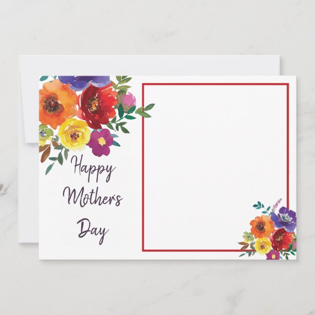 Floral photo frame Mother's Day Card (Front)