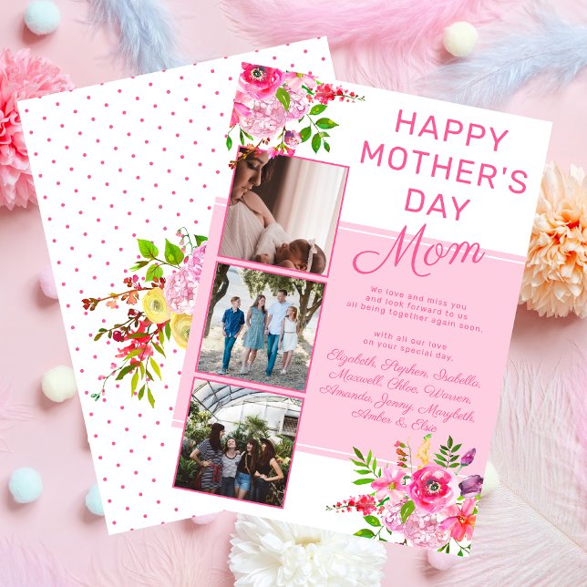 Floral Photo Happy Mother's Day from Group Holiday Card (Pink Floral Photo Happy Mother's Day from Group Holiday Card - Print and/or Download)