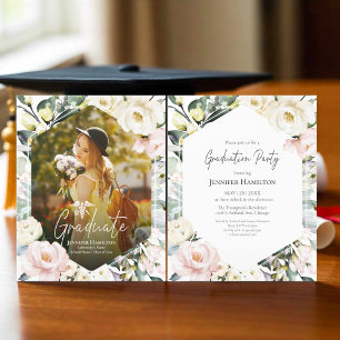 Floral Photo Medical Graduation Party Invitation