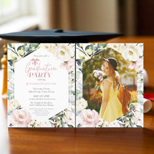 Floral Photo Medical Graduation Party Invitation