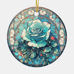 Floral Photo Memorial Ceramic Ornament
