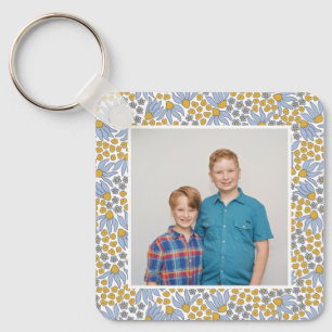 Floral Photo Monogram Key Ring