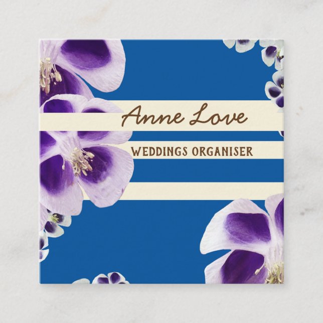 Floral Photo  Square Business Card (Front)