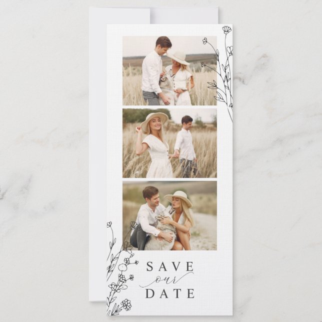 Floral Photo Strip Photo Booth Save The Date (Front)