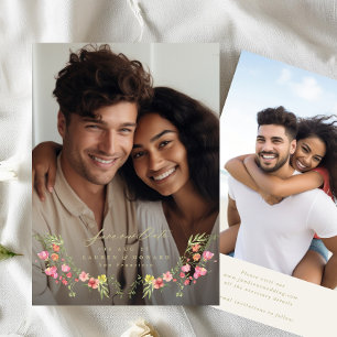 floral photo subtle frame save the date wedding invitation