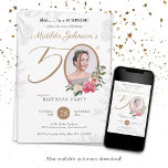 Floral Photo Surprise 50th Birthday Invitation<br><div class="desc">Floral Photo Surprise 50th Birthday Invitation. A delicate and feminine floral and botanical themed surprise 50th birthday party invitation. It features beautiful flowers surrounding the photo of the birthday person all with a hint of vintage classiness! The designer is always ready to help, contact her if you need help with...</div>