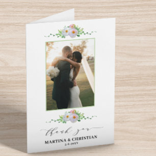 Floral Photo  Wedding Folded Thank You Card