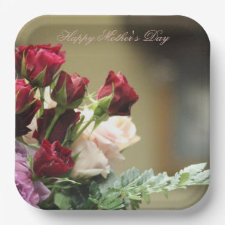 Floral Photograph Square Paper Plate
