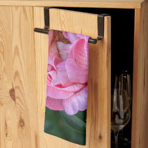 Floral Photography, Pink Peony Flower Tea Towel