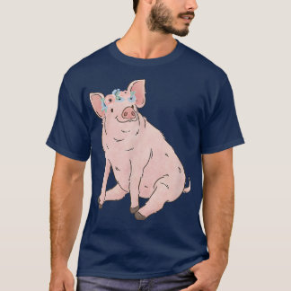 Floral Pig Mum Farm Animal Lovers T-Shirt