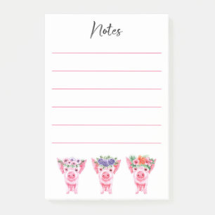 Floral Pigs Post-It Notes