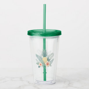 Floral Pineapple & Hawaiian Acrylic Tumbler