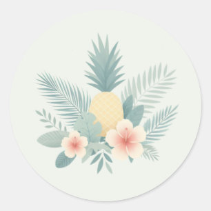 Floral Pineapple & Hawaiian Classic Round Sticker