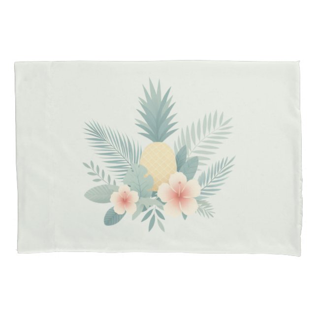 Floral Pineapple & Hawaiian Pillowcase (Front)