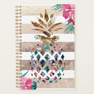 Floral Pineapple striped Monogram Planner