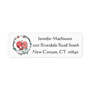 Floral Pink And Black Lovebirds Address Return Address Label