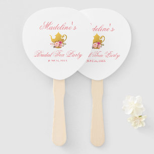 Floral Pink and Gold Bridal Shower Tea Party Hand Fan