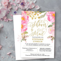 Floral Pink and Gold Virtual Bridal Shower by Mail