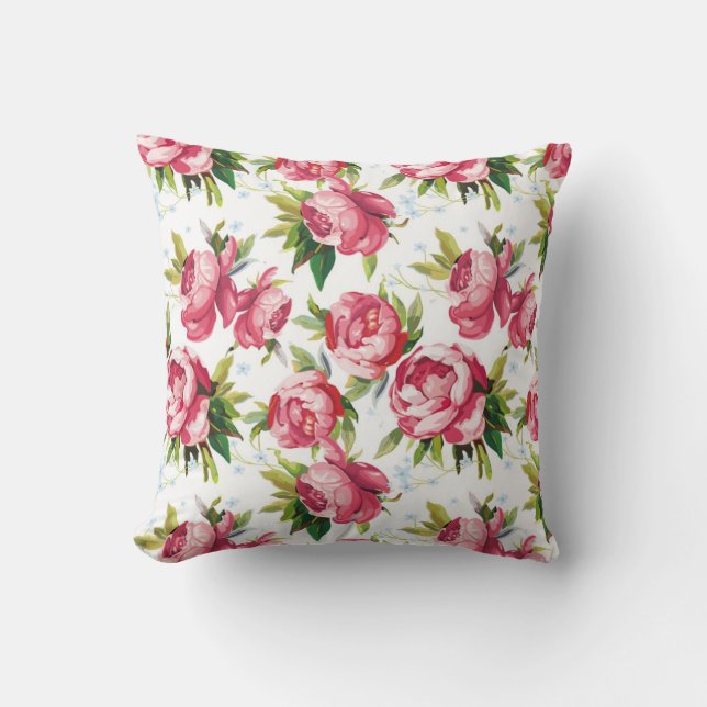 Floral Pink and Green Cushion (Front)