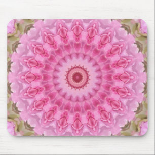Floral Pink and Green Garden Kaleidoscope Mouse Pad