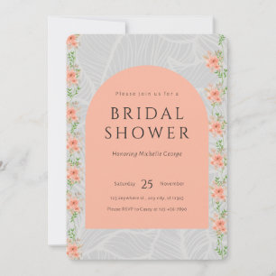 Floral Pink and Grey Bridal Shower Invitation