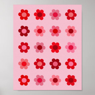 Floral Pink And Red Flowers Poster