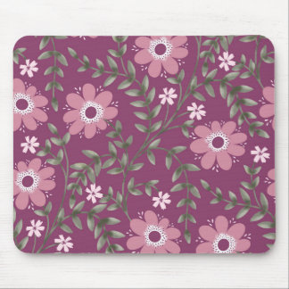Floral Pink and White Mouse Pad