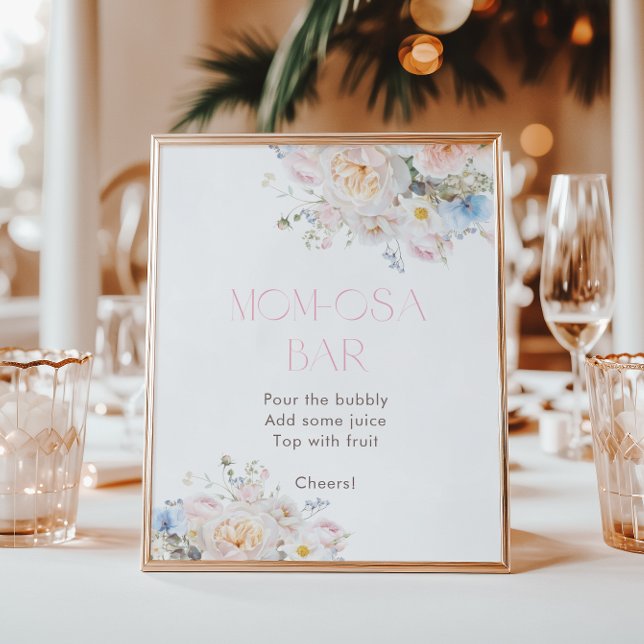 Floral Pink Baby Shower Momosa Bar Poster (Creator Uploaded)