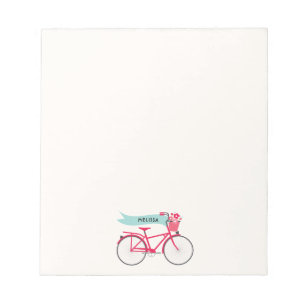 Floral Pink Bike Monogram Notepad