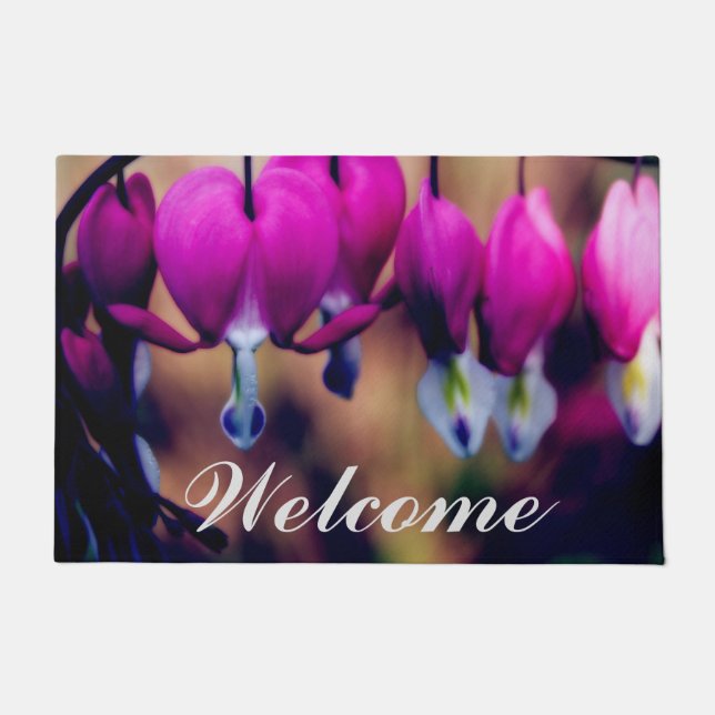 Floral Pink Bleeding Hearts Doormat (Front)