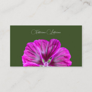 Floral pink blossom flower calligraphy dark green business card