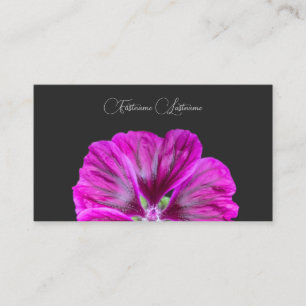 Floral pink blossom flower calligraphy dark grey business card
