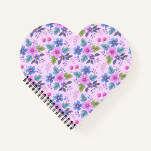 Floral Pink Blue Violet Flowers Pattern-36841 Notebook
