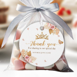 Floral Pink Blush Gown Quinceanera Favour Tags