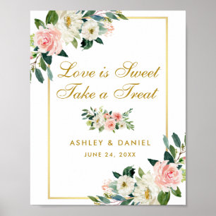 Floral Pink Blush Wedding Gold Treat Poster