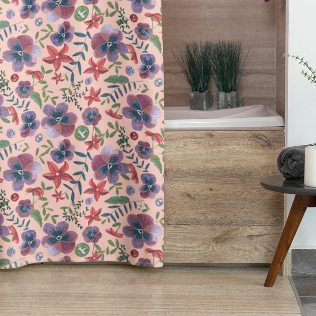Floral pink boho all-over print  shower curtain (Creator Uploaded)