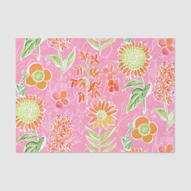 Floral Pink Boho Decoupage Tissue Paper (Front)
