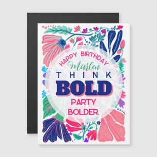 Floral pink Bold Happy Birthday 