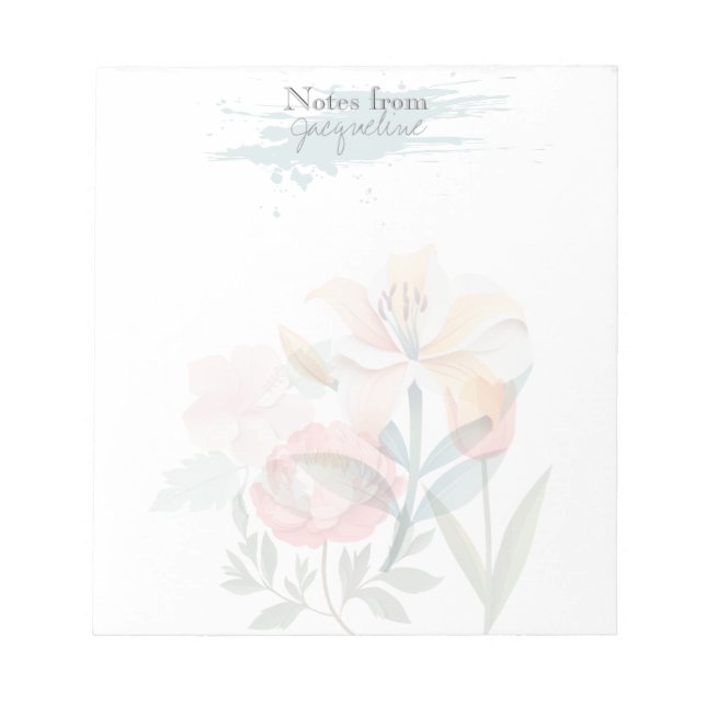Floral Pink Botanical Classic Personalized Notepad (Front)